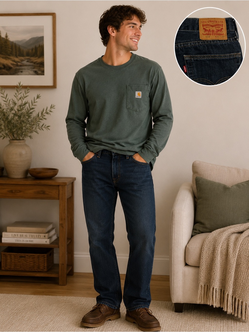 Levi's 514 Straight Leg Jeans in Dark Blue Denim 32 x 30
